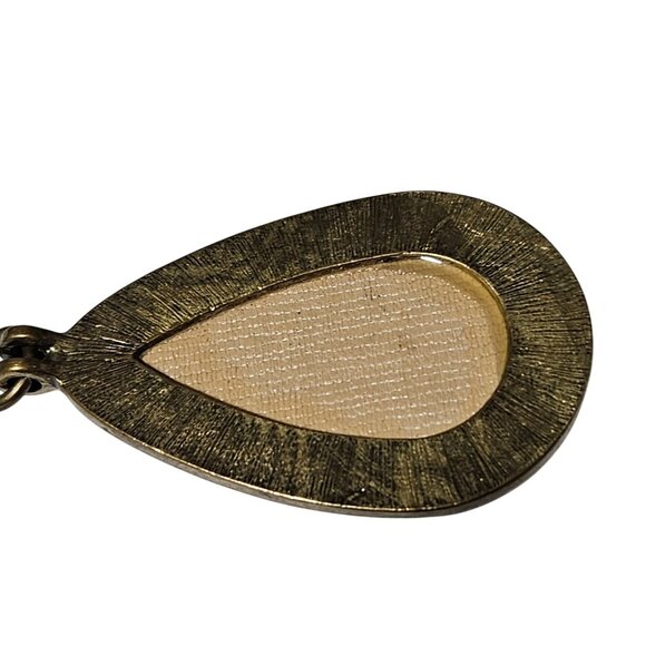 Elegant Vintage Style Geometric Pendant Necklace Brown Teardrop Stone Boho Women - Picture 3 of 6